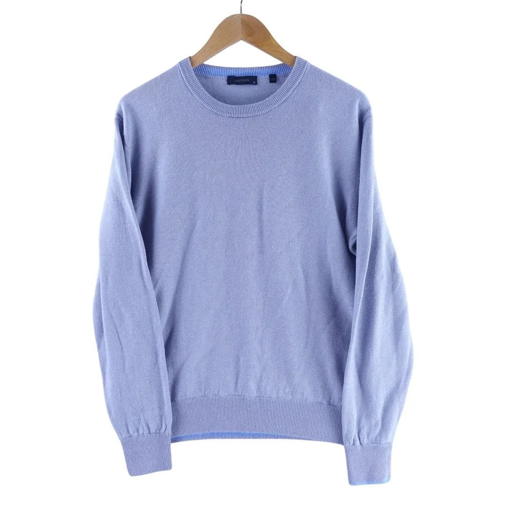 Greyson Mens Wool Linen Blend Crewneck Sweater Light Gray Size Large